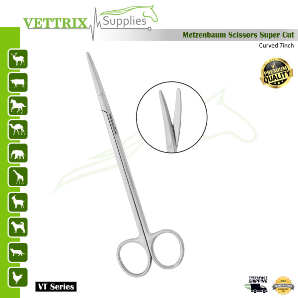 Metzenbaum Scissors Supercut Curved 7" – Precision Surgical Scissors for Veterinary Soft Tissue Procedures