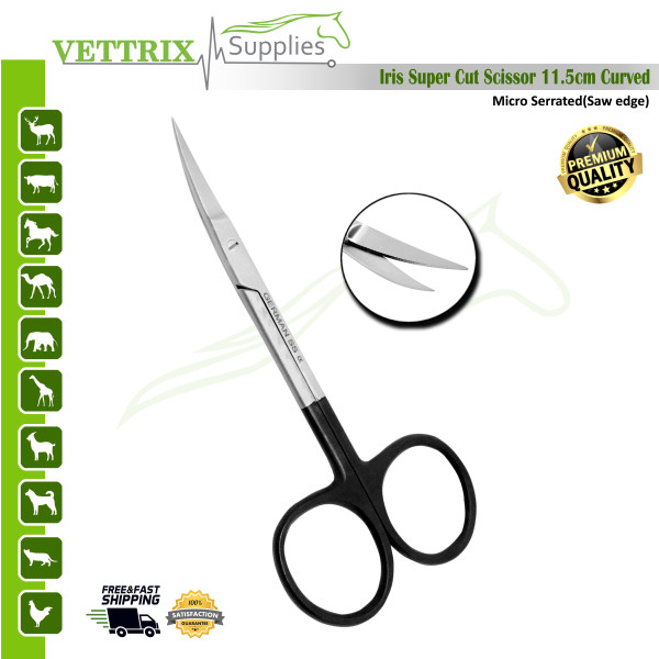 Iris Super Cut Scissors 11.5cm CVD Micro Serrated.