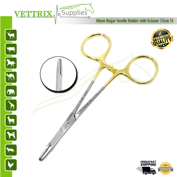 Olsen-Hegar Needle Holder With Scissors TC 12cm 