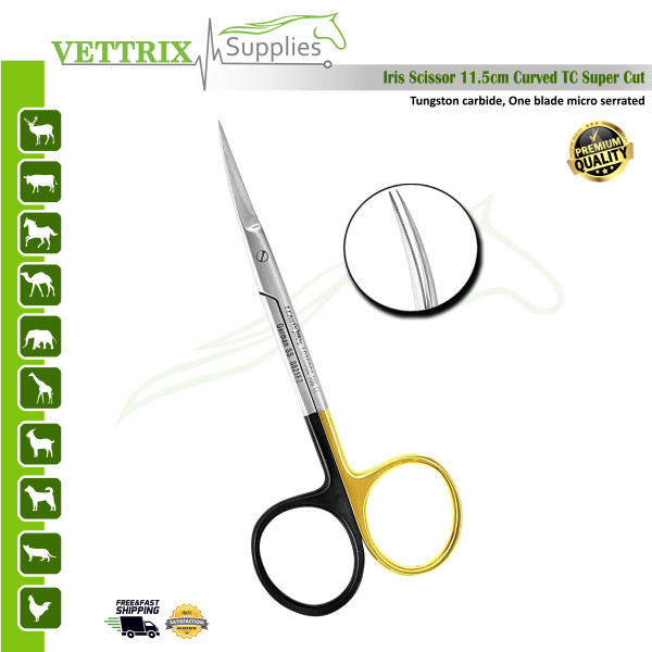 Iris Scissor TC 11.5cm, CVD Supper Cut Micro Serrated 