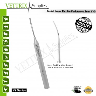 Super Flexible Periotomes, Curved 3mm | Vettrix Supplies
