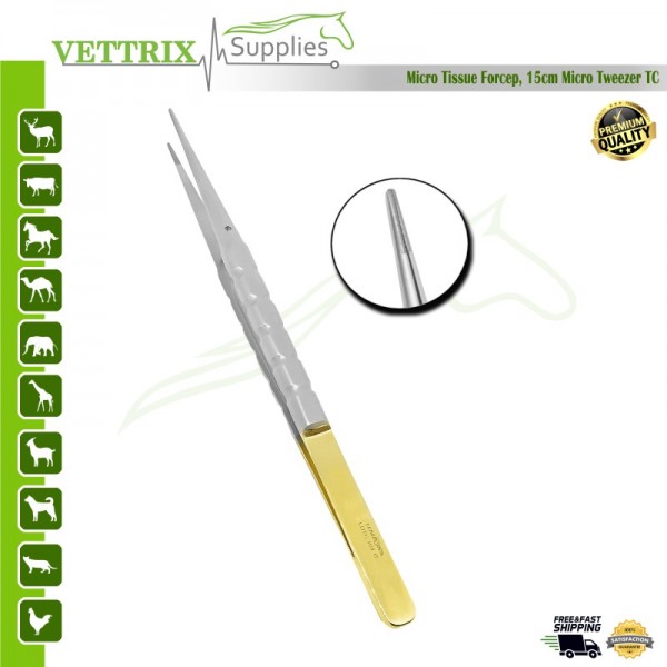 Micro Tissue Forceps Tweezer TC 15cm | Vettrix Supplies