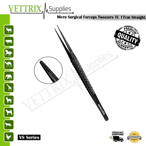 Micro Tissue Forceps Tweezer TC, 17cm | Vettrix Supplies