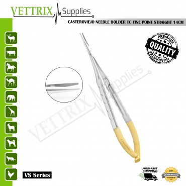 Castroviejo Needle Holder TC Fine Pointed 14cm STR.