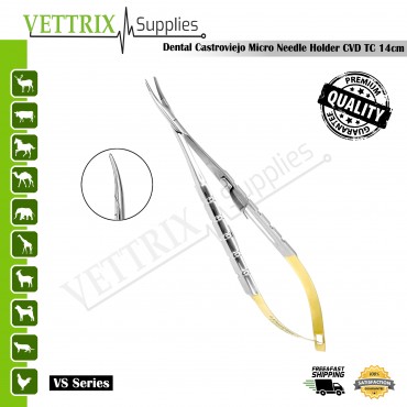 Castroviejo Needle Holder TC Fine Pointed Scissor 14cm, CVD.