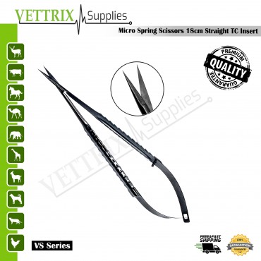 Castroviejo Scissors 18cm STR, TC Ergonomic Handle