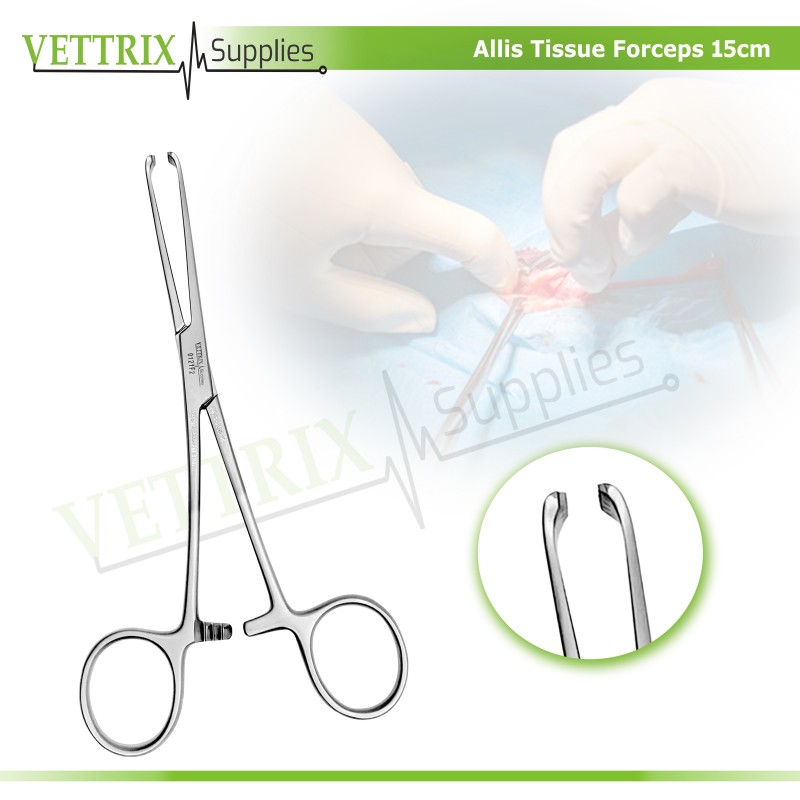 Allis Tissue Forceps 15cm Veterinary Surgical Instruments German Stainless Steel