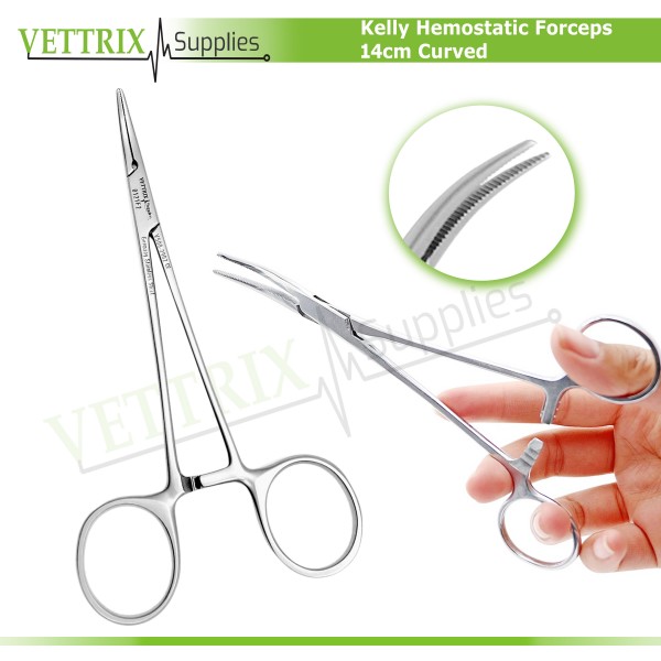 Kelly Hemostatic Forceps 14cm Curved Veterinary Surgical Instruments 