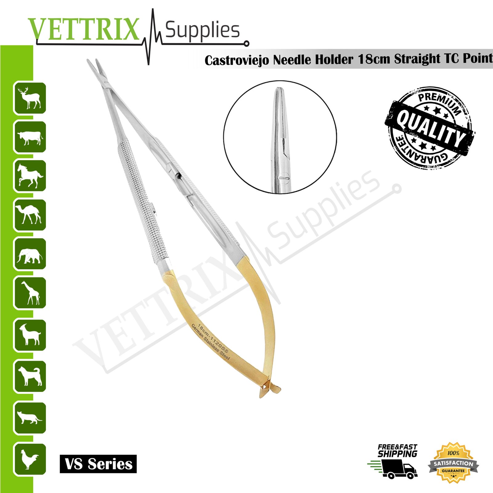 Castroviejo Needle Holder 18cm Straight TC Castroviejo Needle Holder 18cm Straight TC