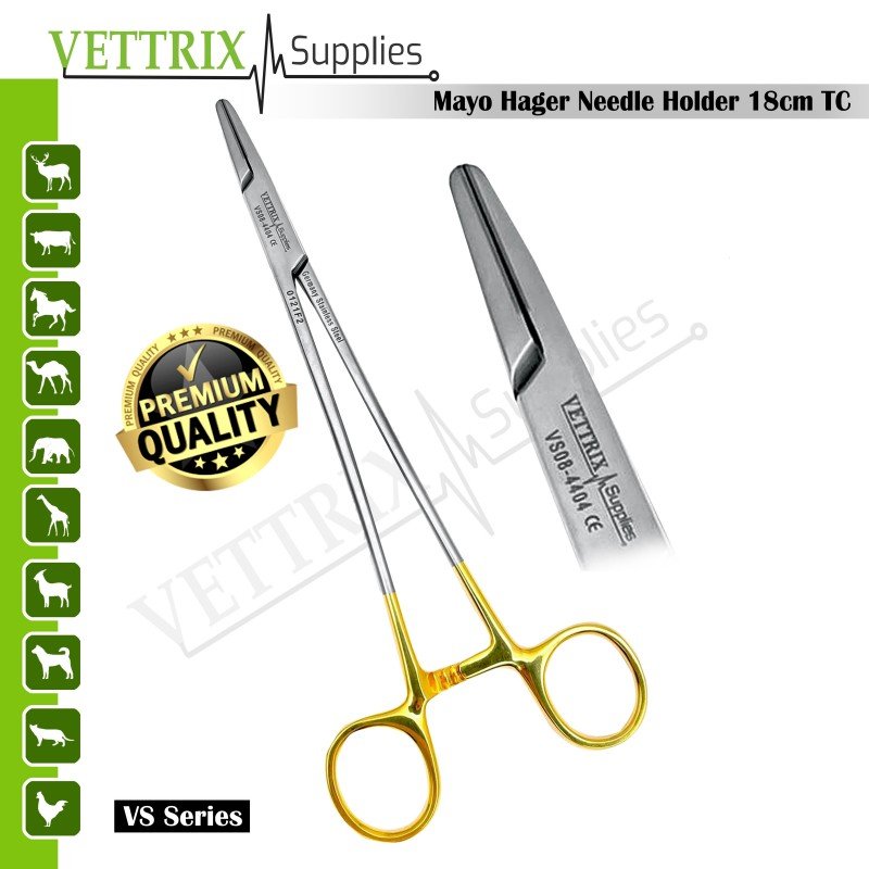 Mayo Hegar Needle Holder 18cm TC | Vettrix Supplies Mayo Hegar Needle Holder 18cm TC