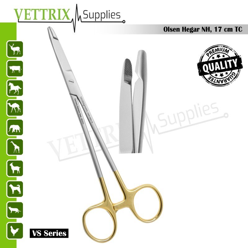 Olsen Hegar Needle Holder TC 17cm | Vettrix Supplies Olsen Hegar Needle Holder TC 17cm