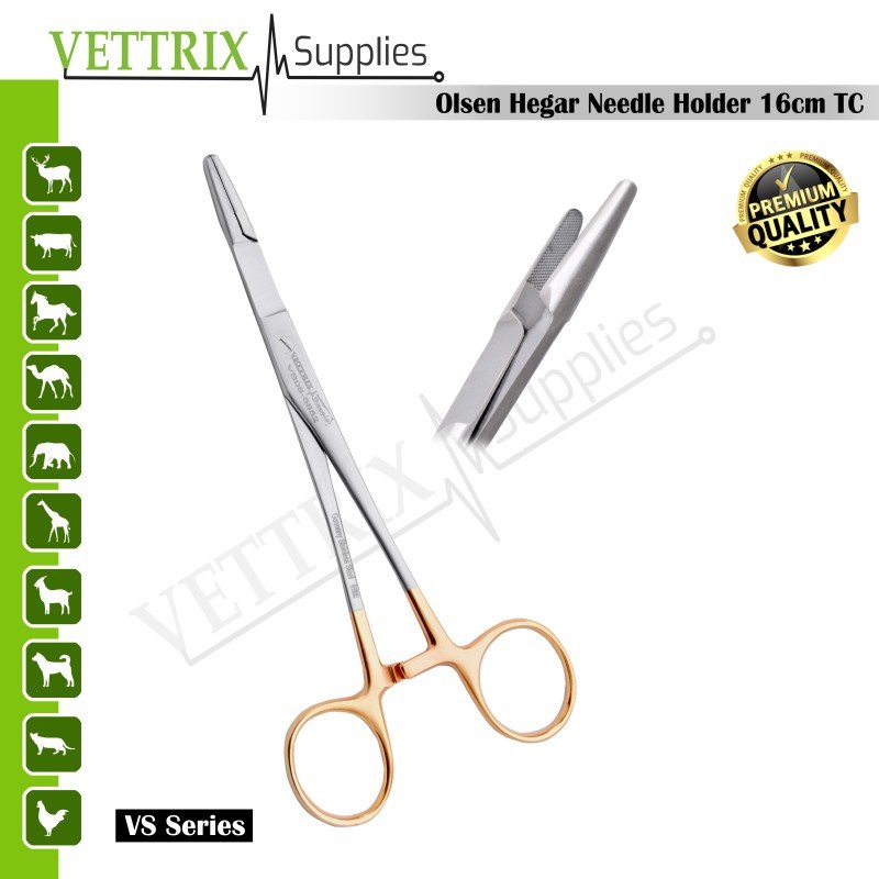 Olsen Hegar Needle Holder 16cm TC | Vettrix Supplies Olsen Hegar Needle Holder 16cm TC