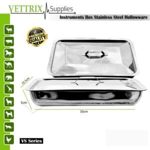 INSTRUMENTS TRAY WITH LID STAINLESS STEEL (33CM X 22.5CM X 5CM)