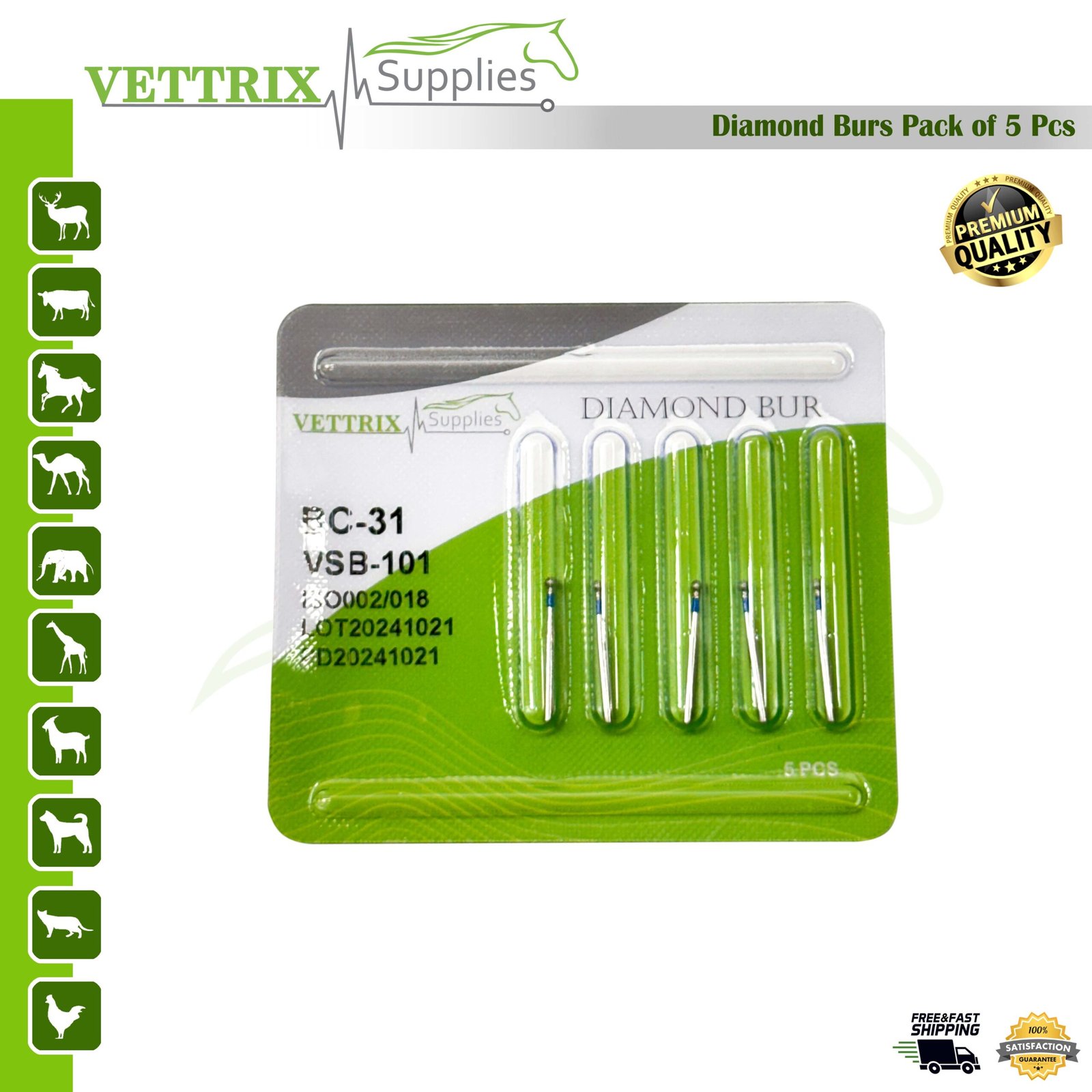 Vettrix Diamond Burs Ball Collar Medium BC-31