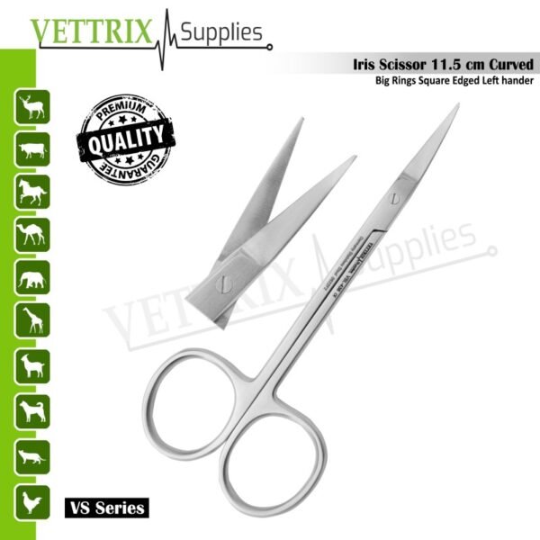 Iris Scissors Curved 11.5cm Big Rings Square-Edged Lefthander