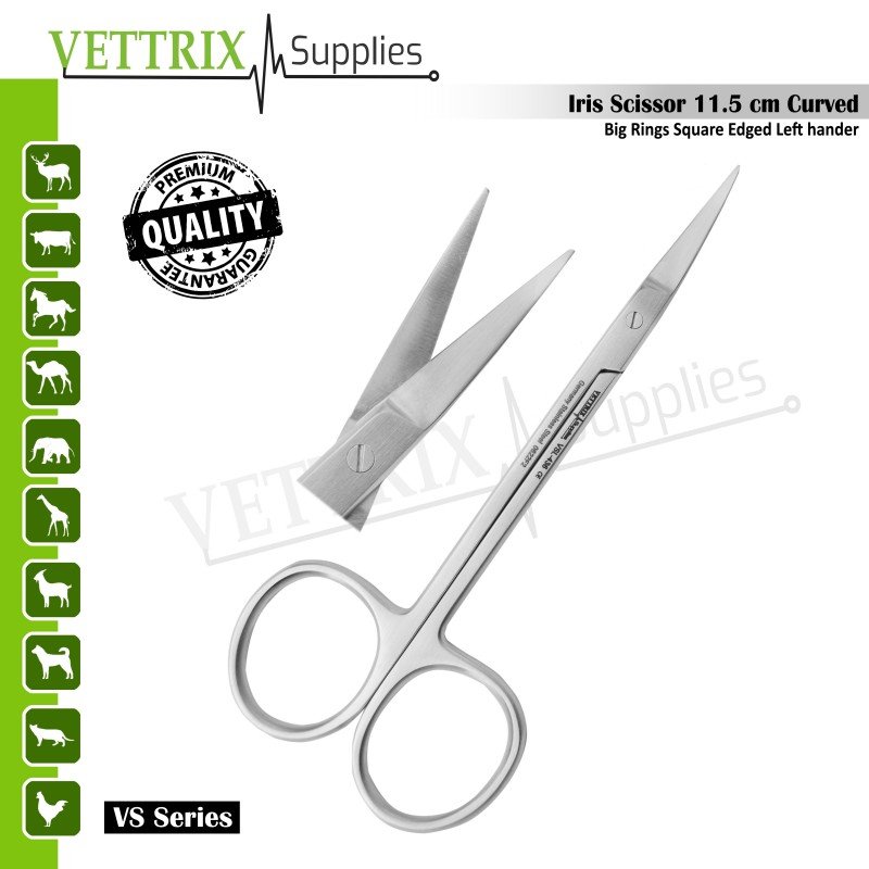 Iris Scissors Curved 11.5cm Big Rings Square-Edged Lefthander