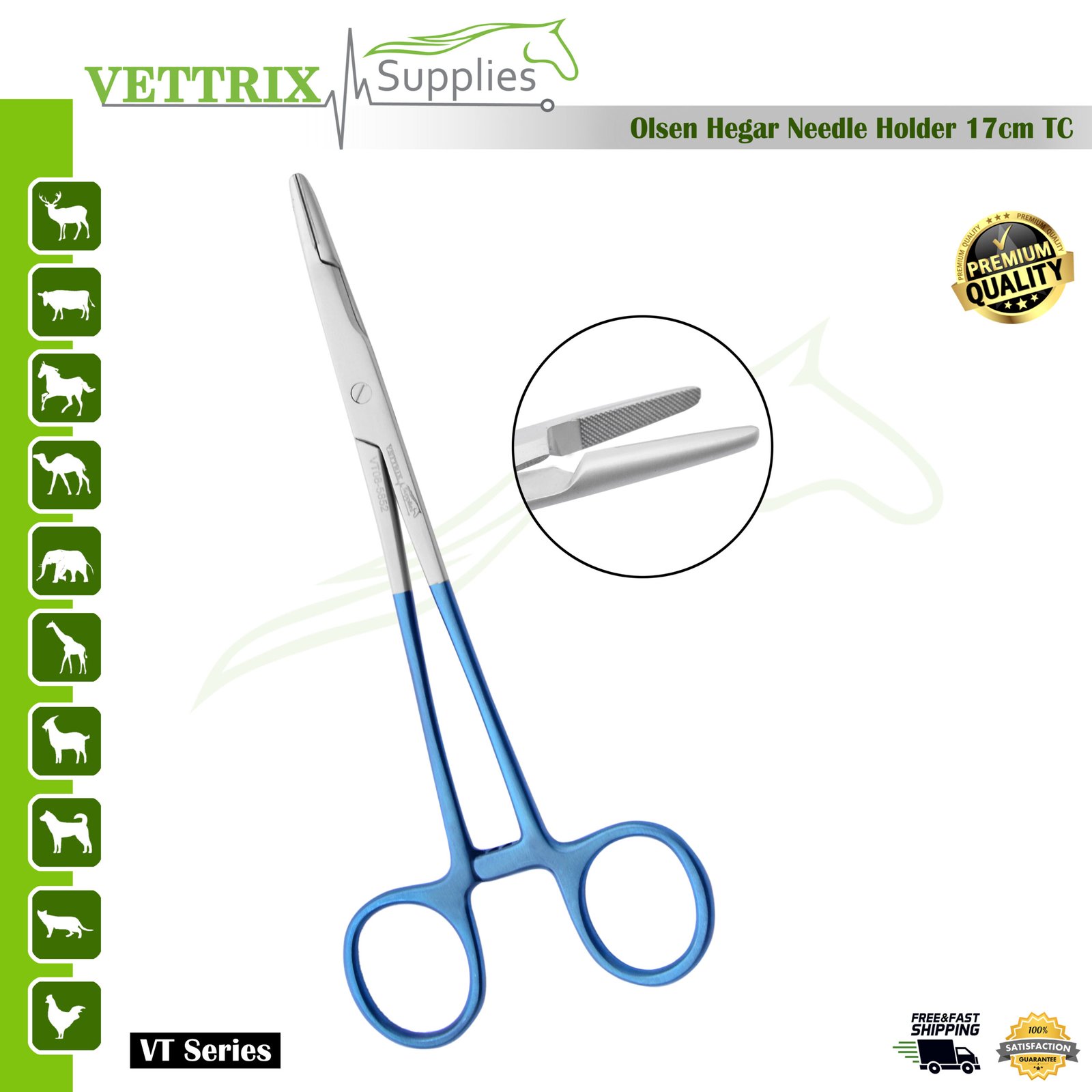 Olsen Hegar Needle Holder 17cm TC | Vettrix Supplies Olsen Hegar Needle Holder 17cm TC
