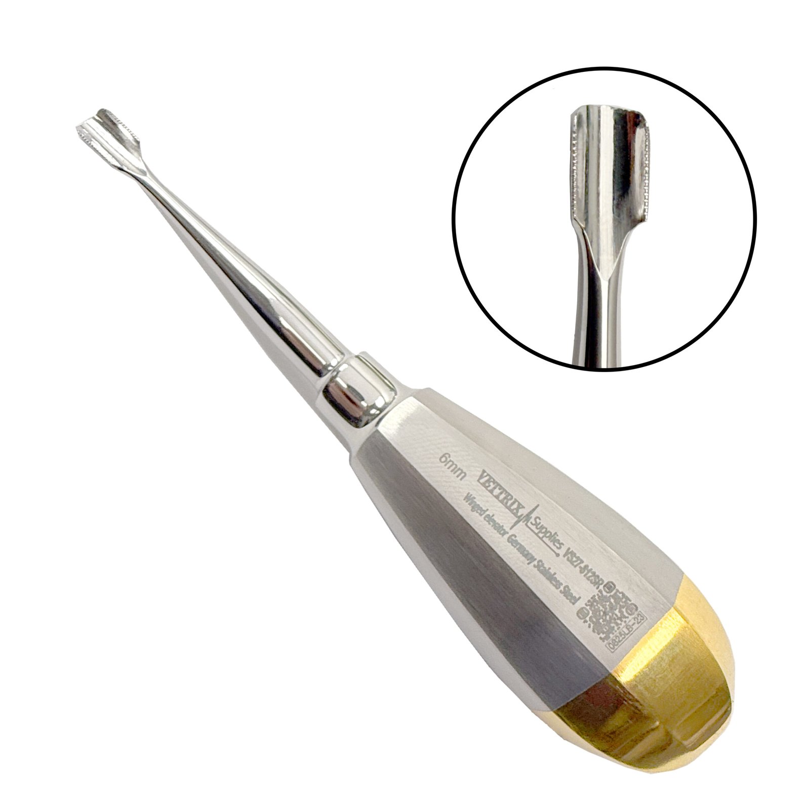 Winged Elevator Golden Serrated Handle 6mm Winged Elevator Golden Serrated Handle 6mm