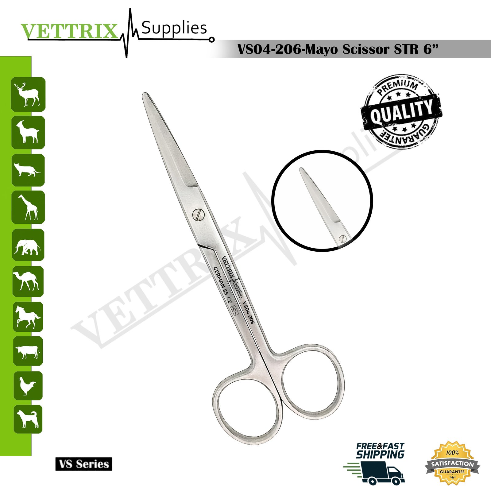 Mayo Scissors Straight 6"