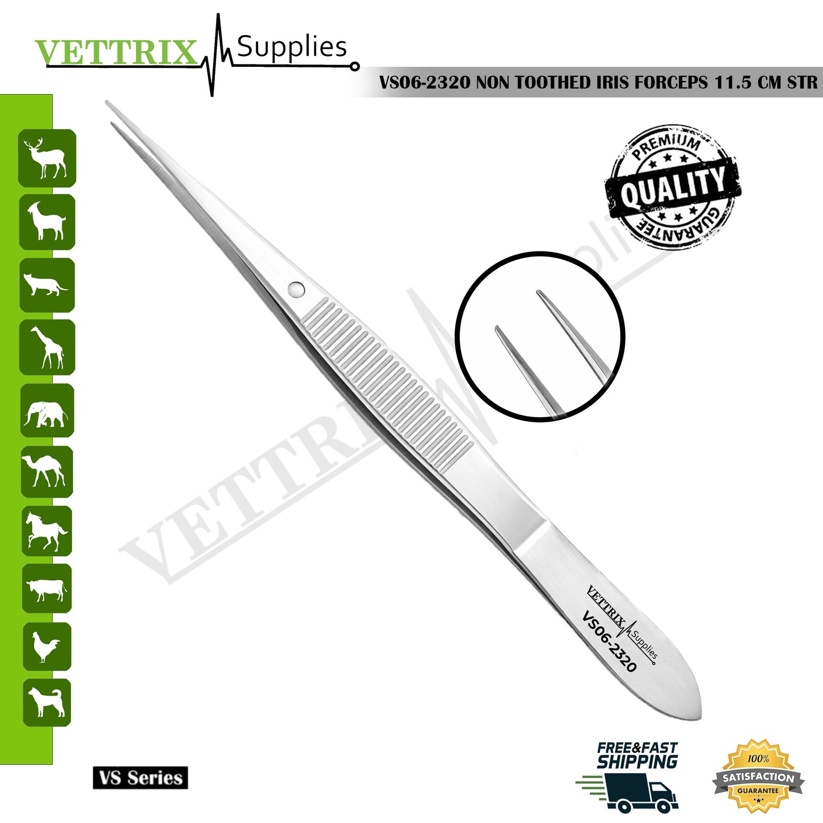 NON TOOTHED IRIS FORCEPS 11.5 CM STR