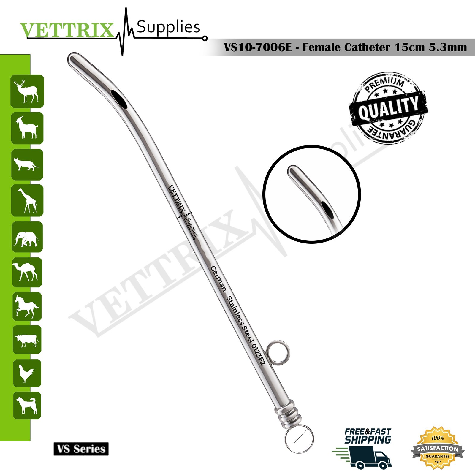 Metal Female Catheter 15 cm 5.3 mm
