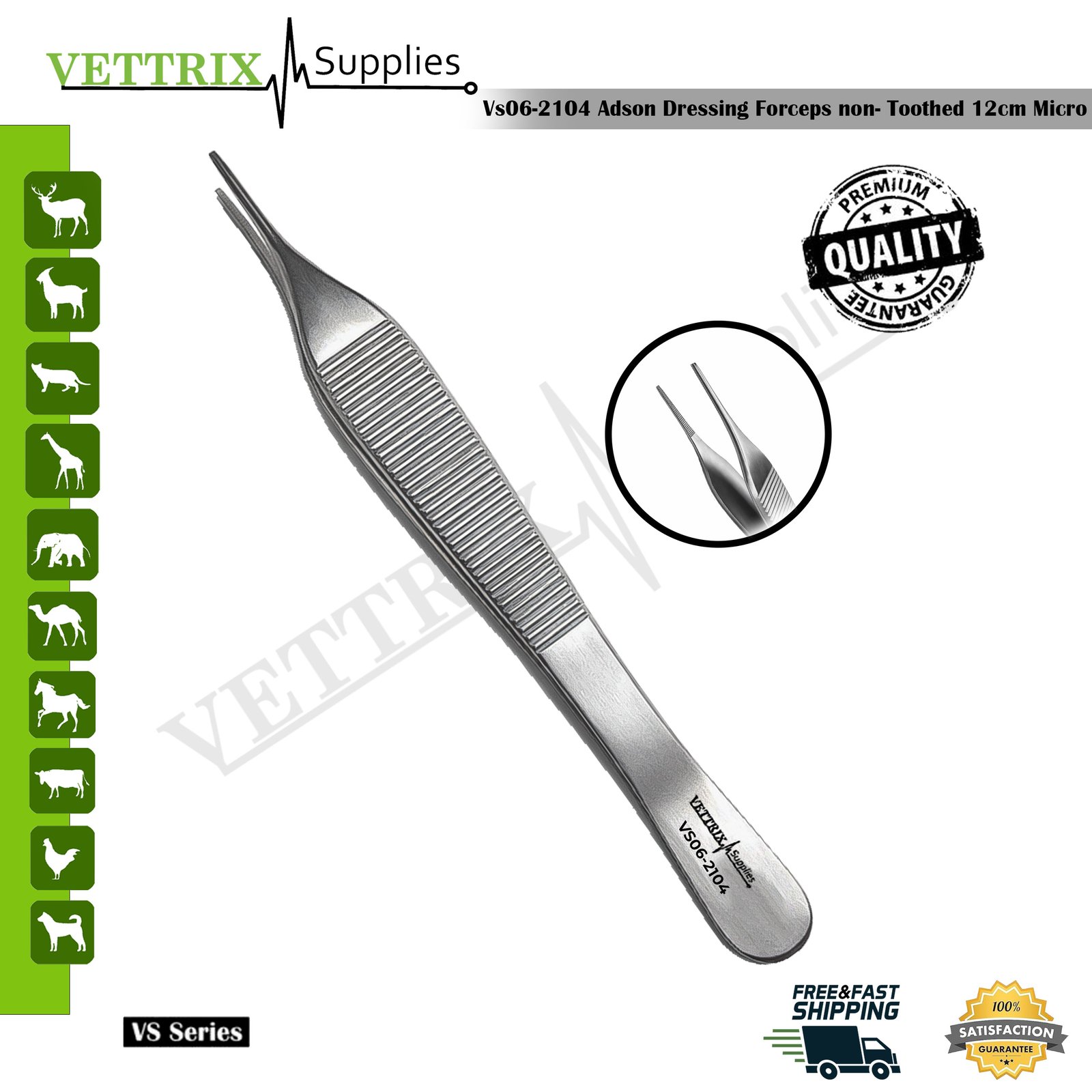 Micro Adson Dressing Forceps Non-Toothed 12cm